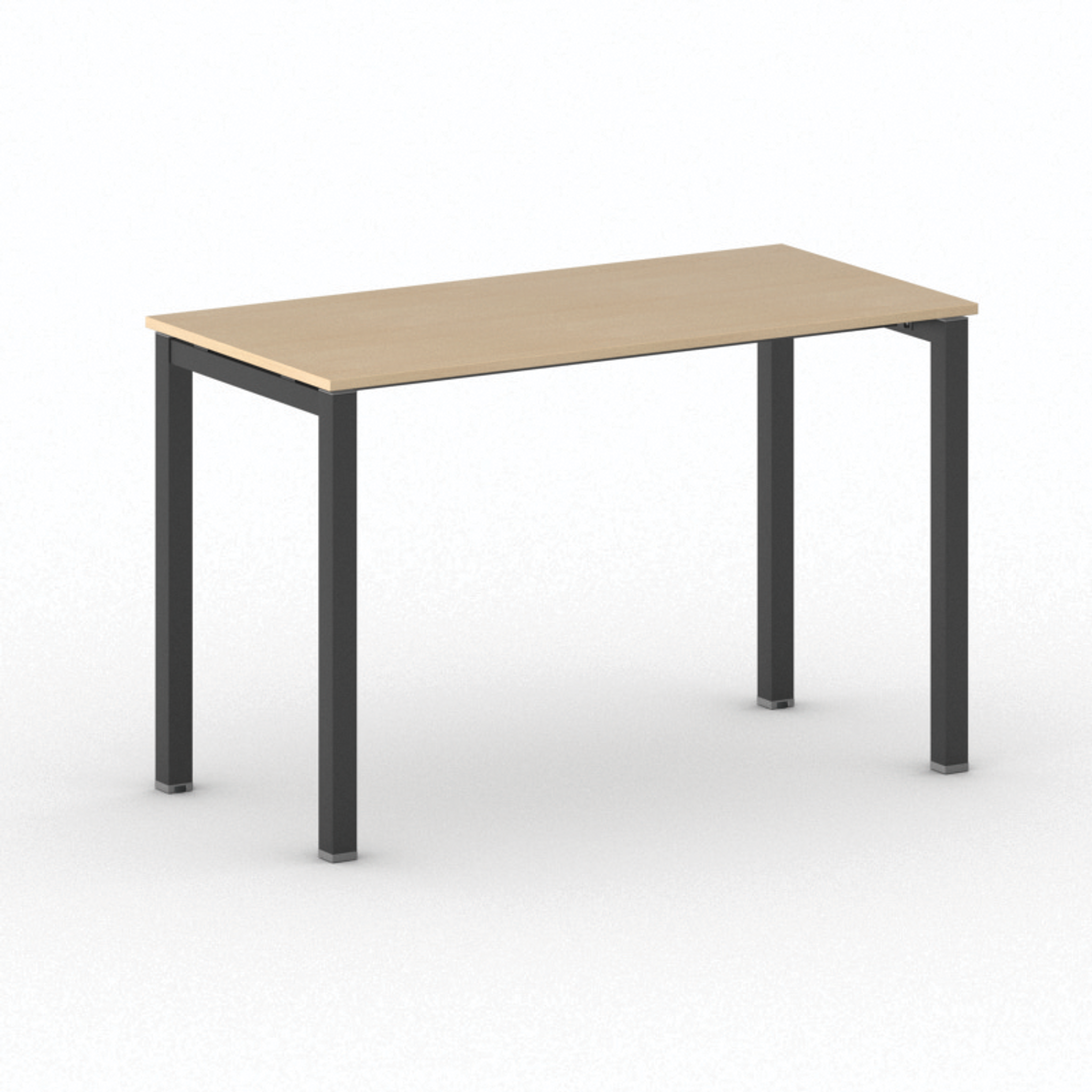 Bürotisch PRIMO SQUARE 120x60 cm, schwarzes Metallgestell, Buche
