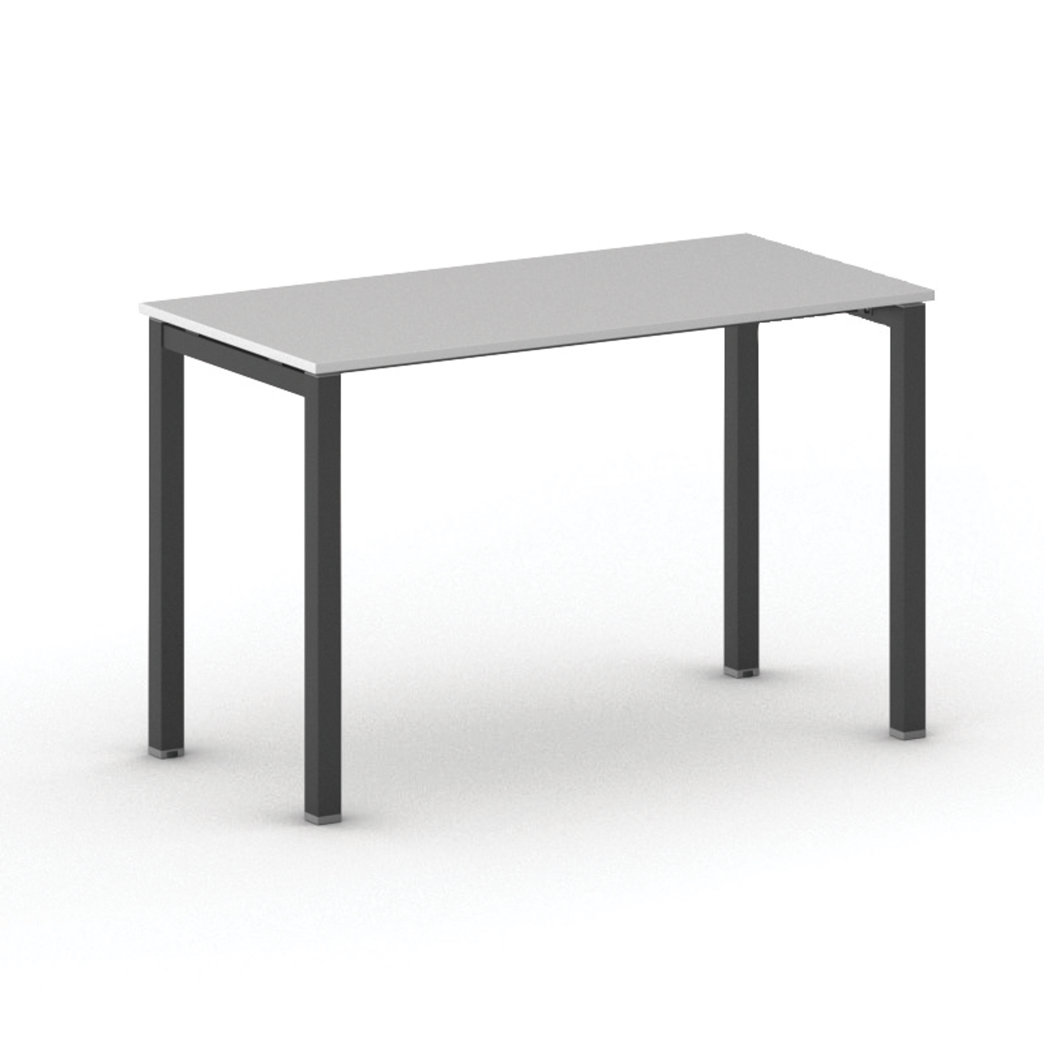 Bürotisch PRIMO SQUARE 120x60 cm, schwarzes Metallgestell, grau