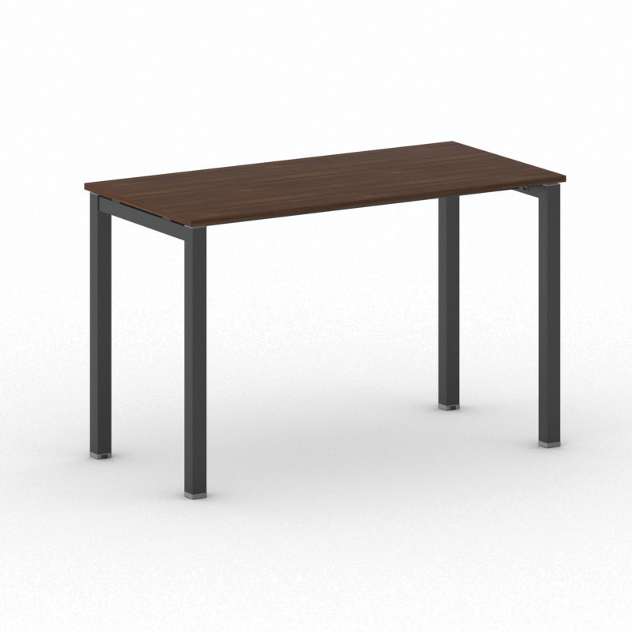 Bürotisch PRIMO SQUARE 120x60 cm, schwarzes Metallgestell, Nussbaum
