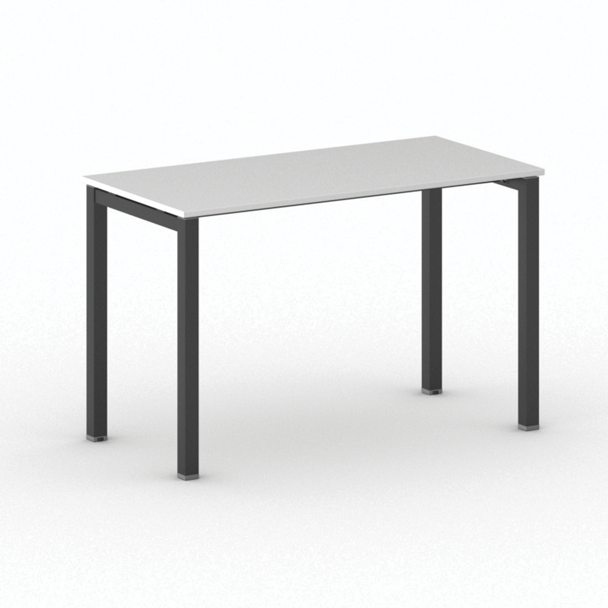 Bürotisch PRIMO SQUARE 120x60 cm, schwarzes Metallgestell, weiß