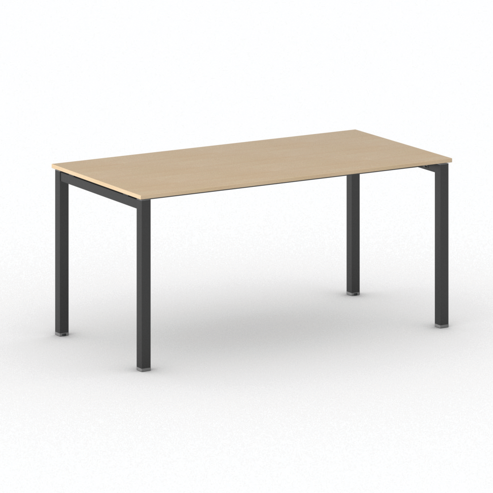 B2B Partner Bürotisch PRIMO SQUARE 160x80 cm, schwarzes Metallgestell, Buche