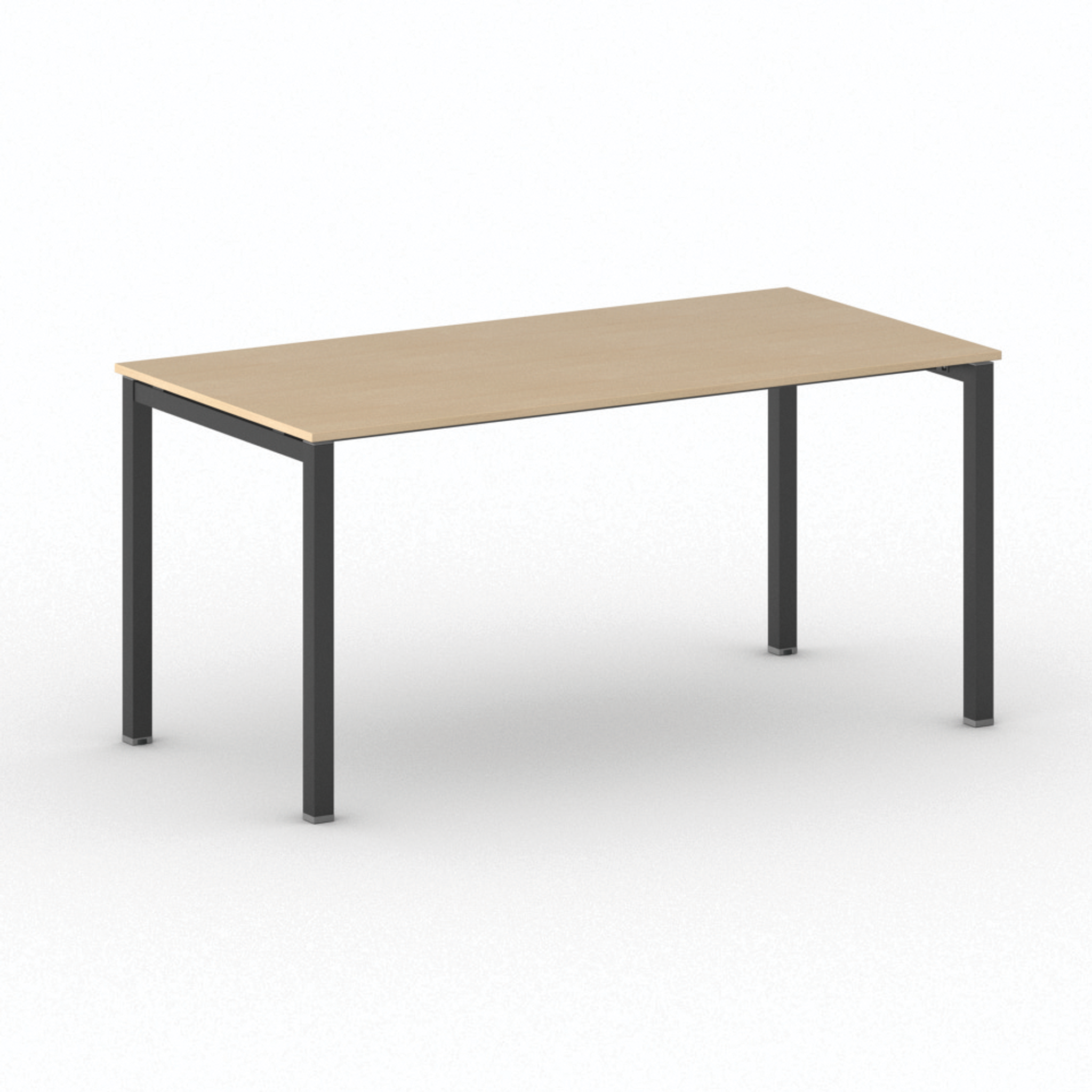 Bürotisch PRIMO SQUARE 160x80 cm, schwarzes Metallgestell, Buche