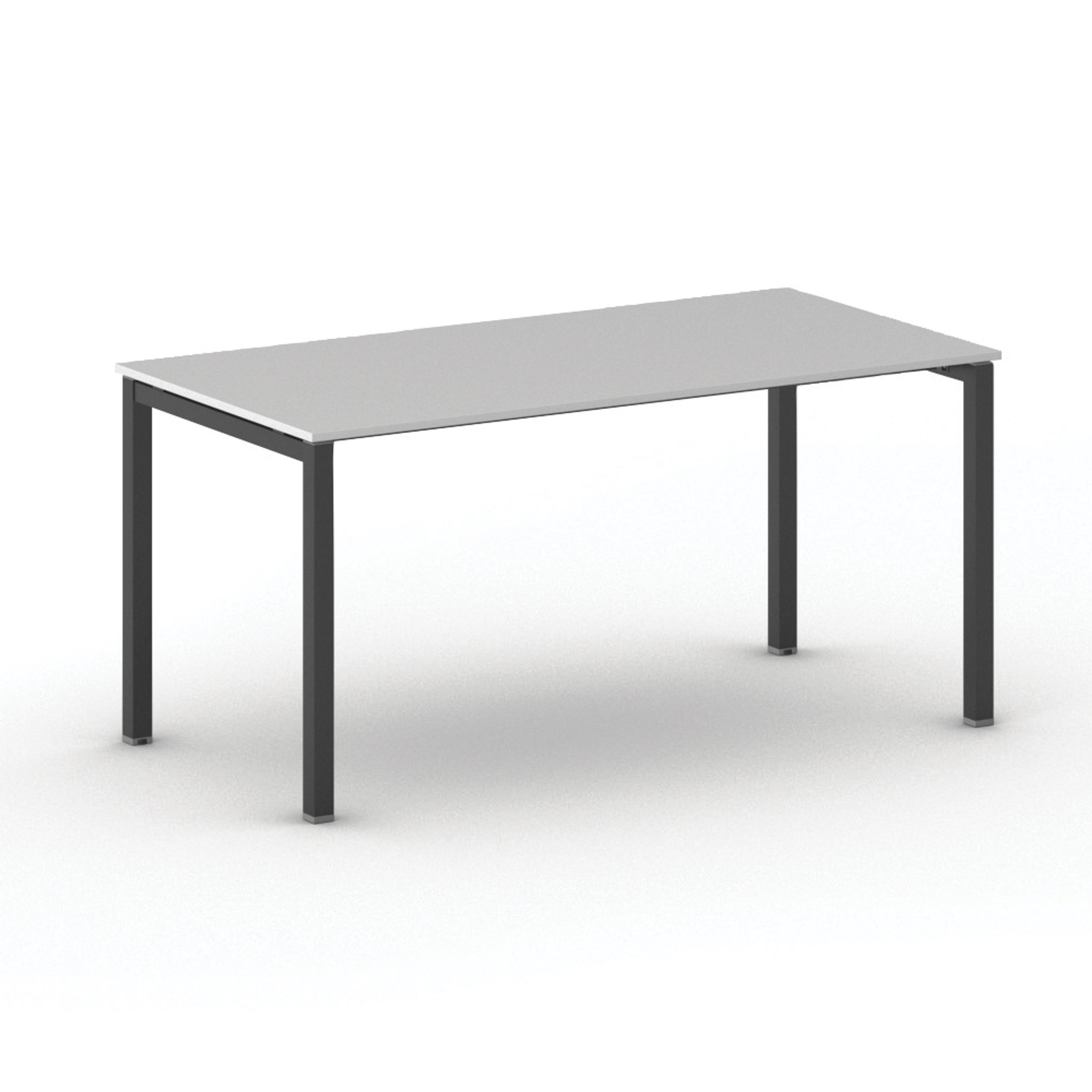 Bürotisch PRIMO SQUARE 160x80 cm, schwarzes Metallgestell, grau