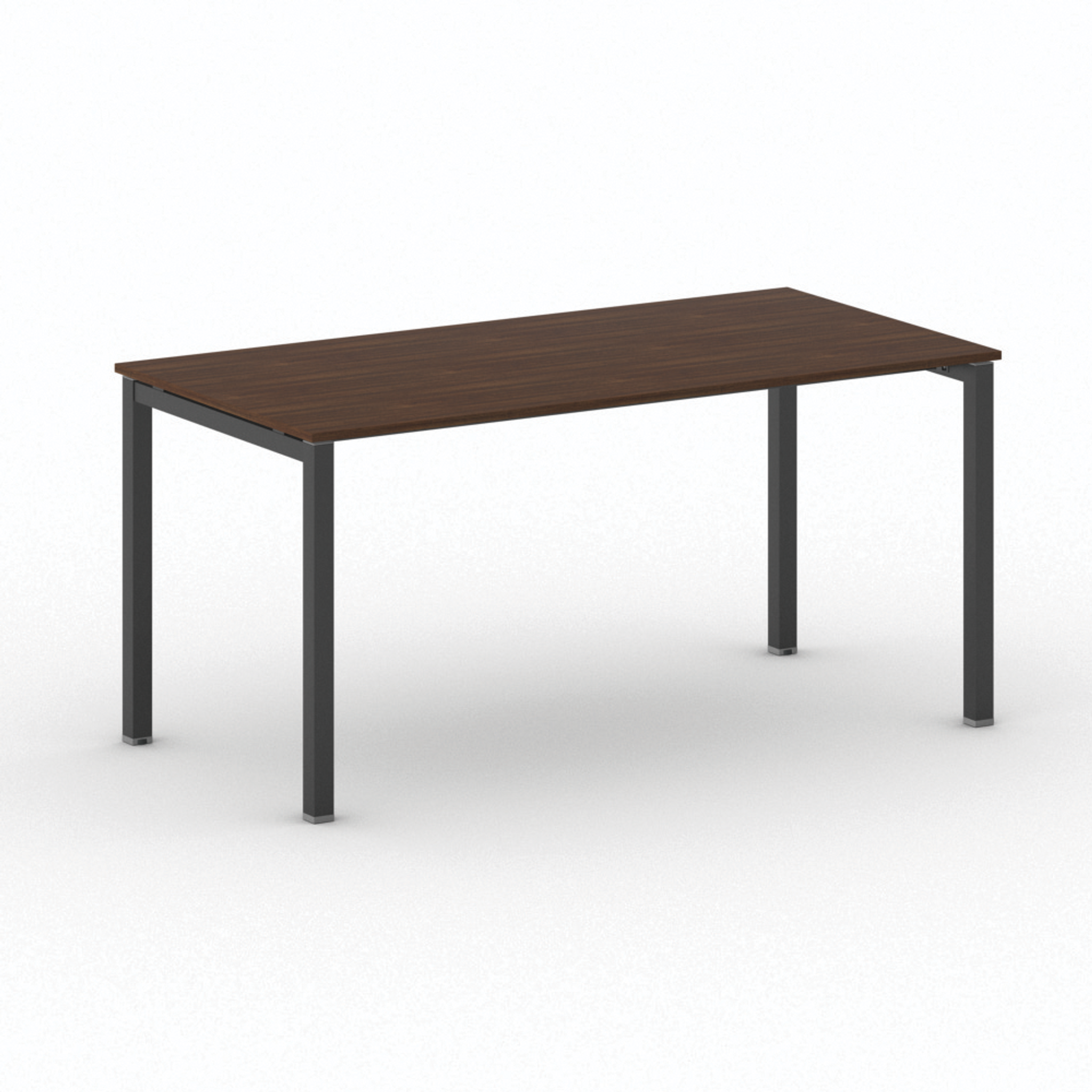 Bürotisch PRIMO SQUARE 160x80 cm, schwarzes Metallgestell, Nussbaum