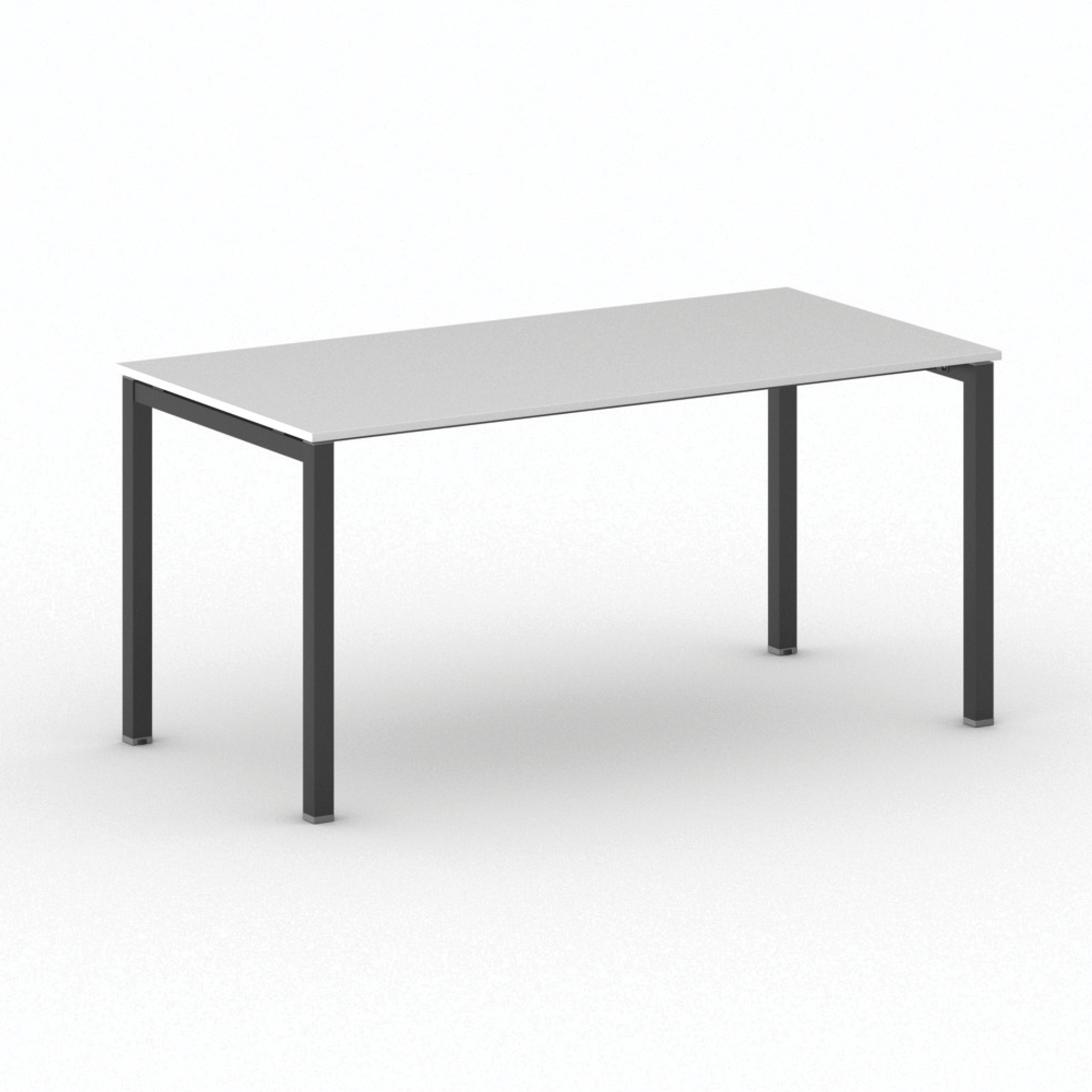 Bürotisch PRIMO SQUARE 160x80 cm, schwarzes Metallgestell, weiß