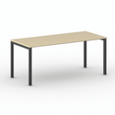 Bürotisch PRIMO SQUARE 180x80 cm, schwarzes Metallgestell, Birke