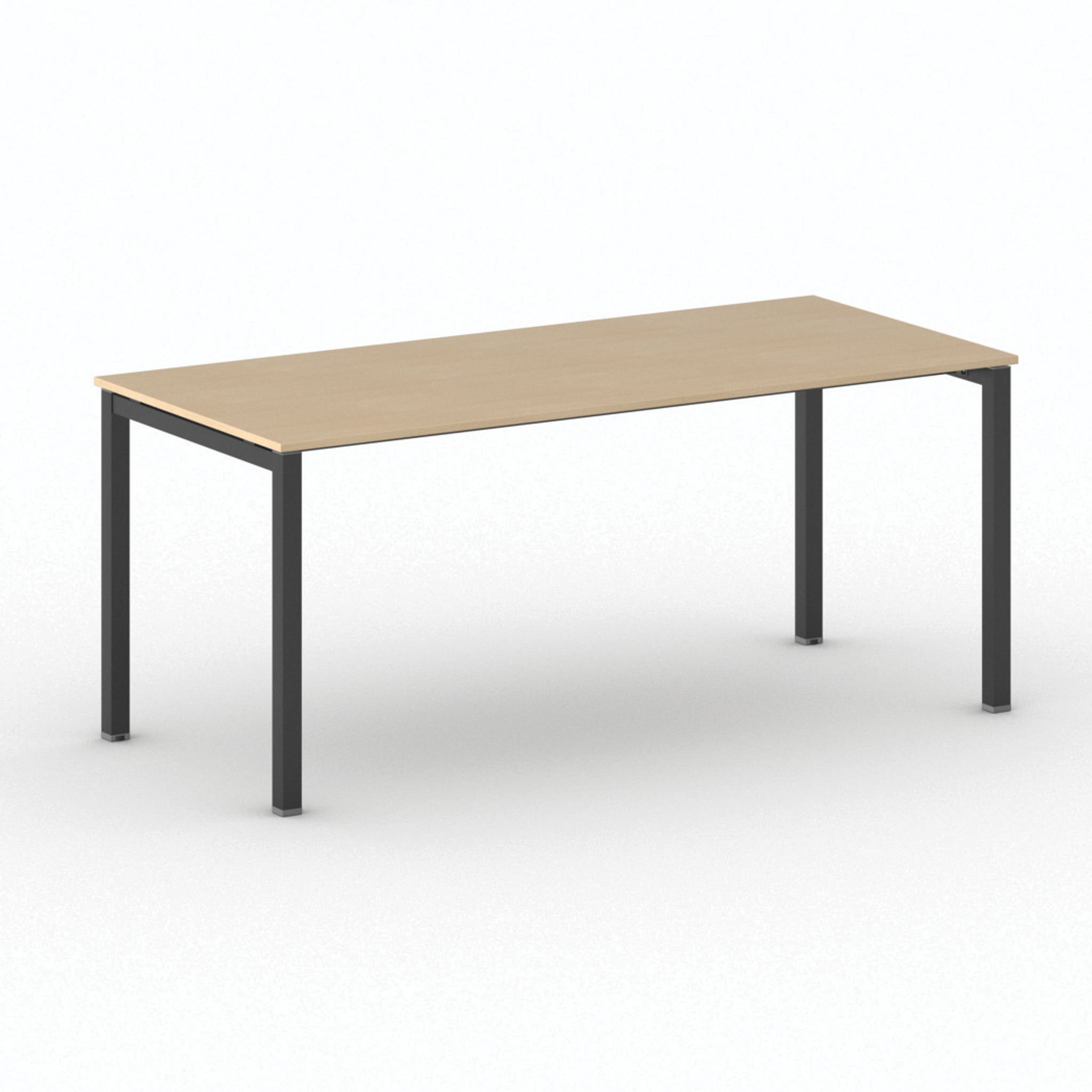 Bürotisch PRIMO SQUARE 180x80 cm, schwarzes Metallgestell, Buche