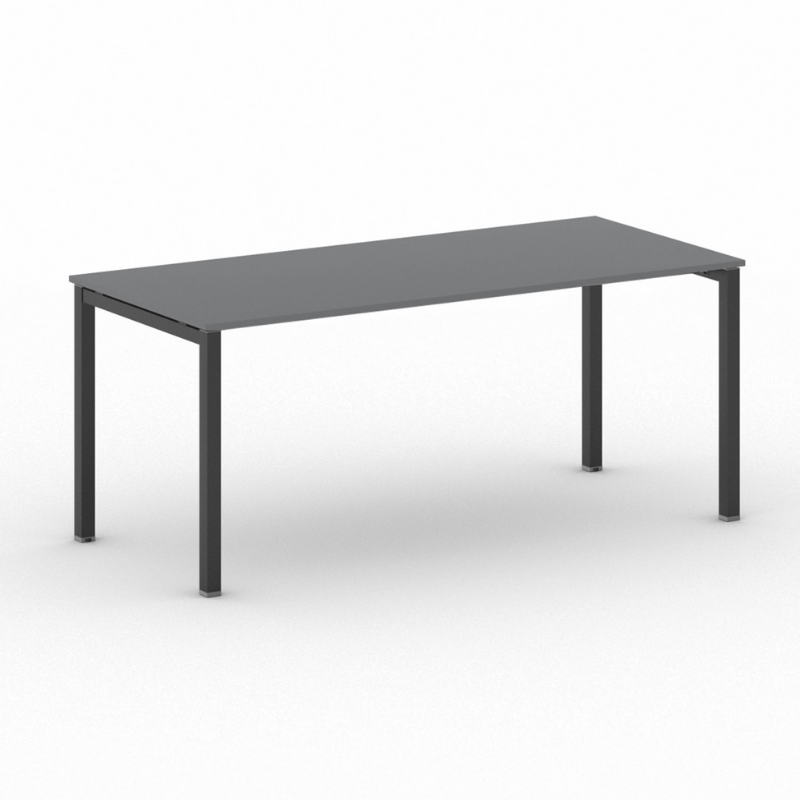 B2B Partner Bürotisch PRIMO SQUARE 180x80 cm, schwarzes Metallgestell, Graphit