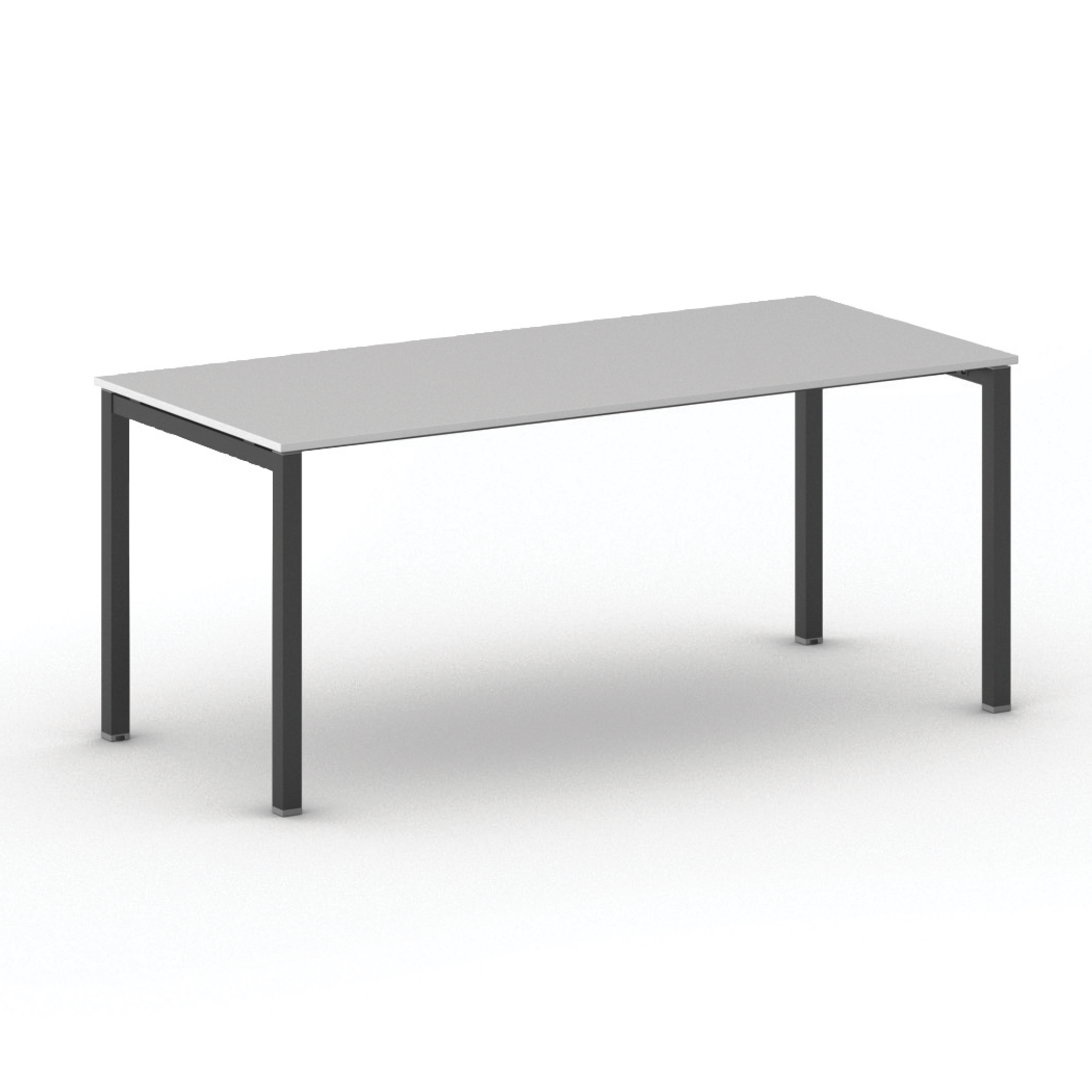 Bürotisch PRIMO SQUARE 180x80 cm, schwarzes Metallgestell, grau