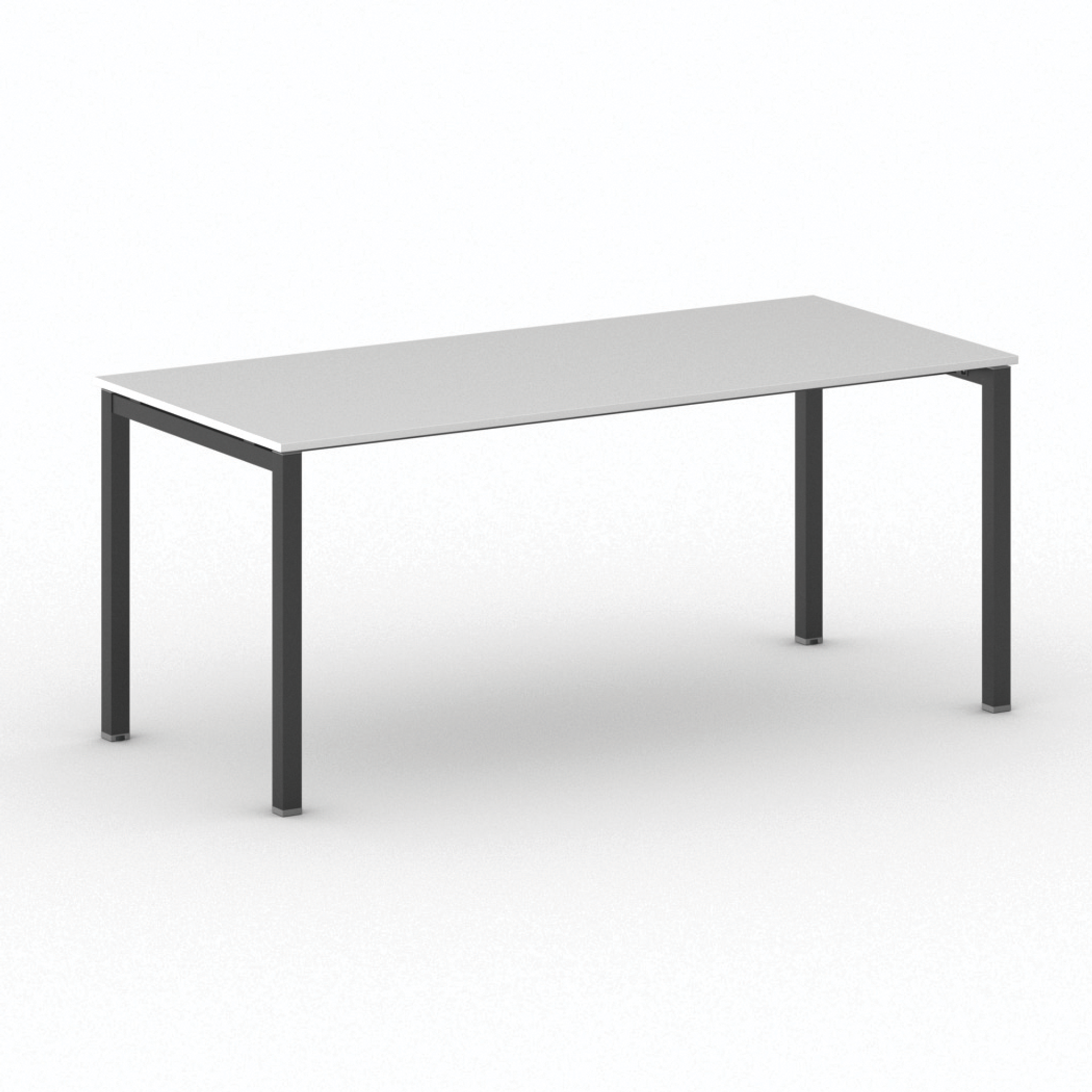 Bürotisch PRIMO SQUARE 180x80 cm, schwarzes Metallgestell, weiß