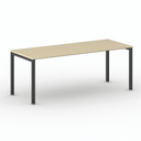 Bürotisch PRIMO SQUARE 200x80 cm, schwarzes Metallgestell, Birke