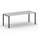 Bürotisch PRIMO SQUARE 200x80 cm, schwarzes Metallgestell, grau