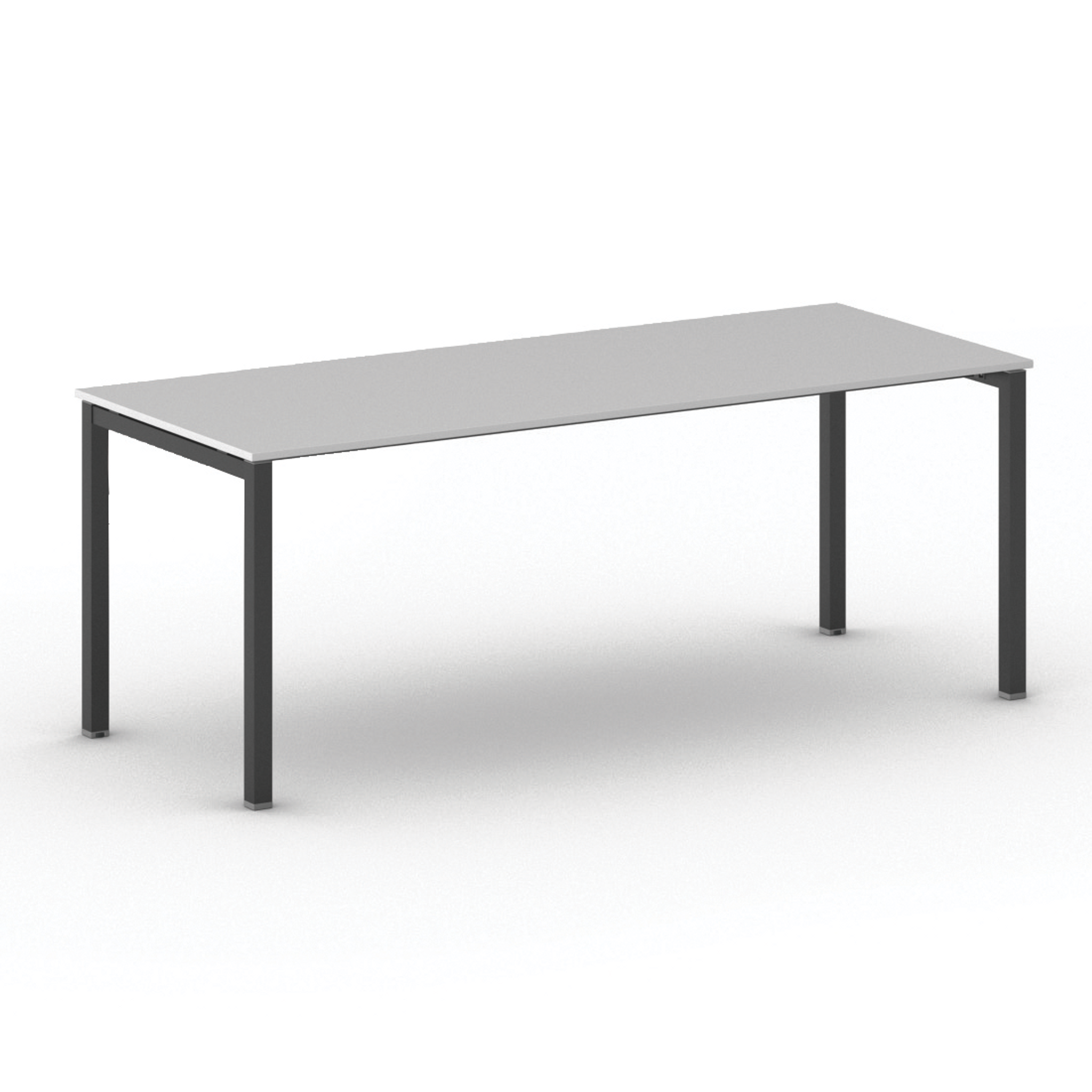 Bürotisch PRIMO SQUARE 200x80 cm, schwarzes Metallgestell, grau