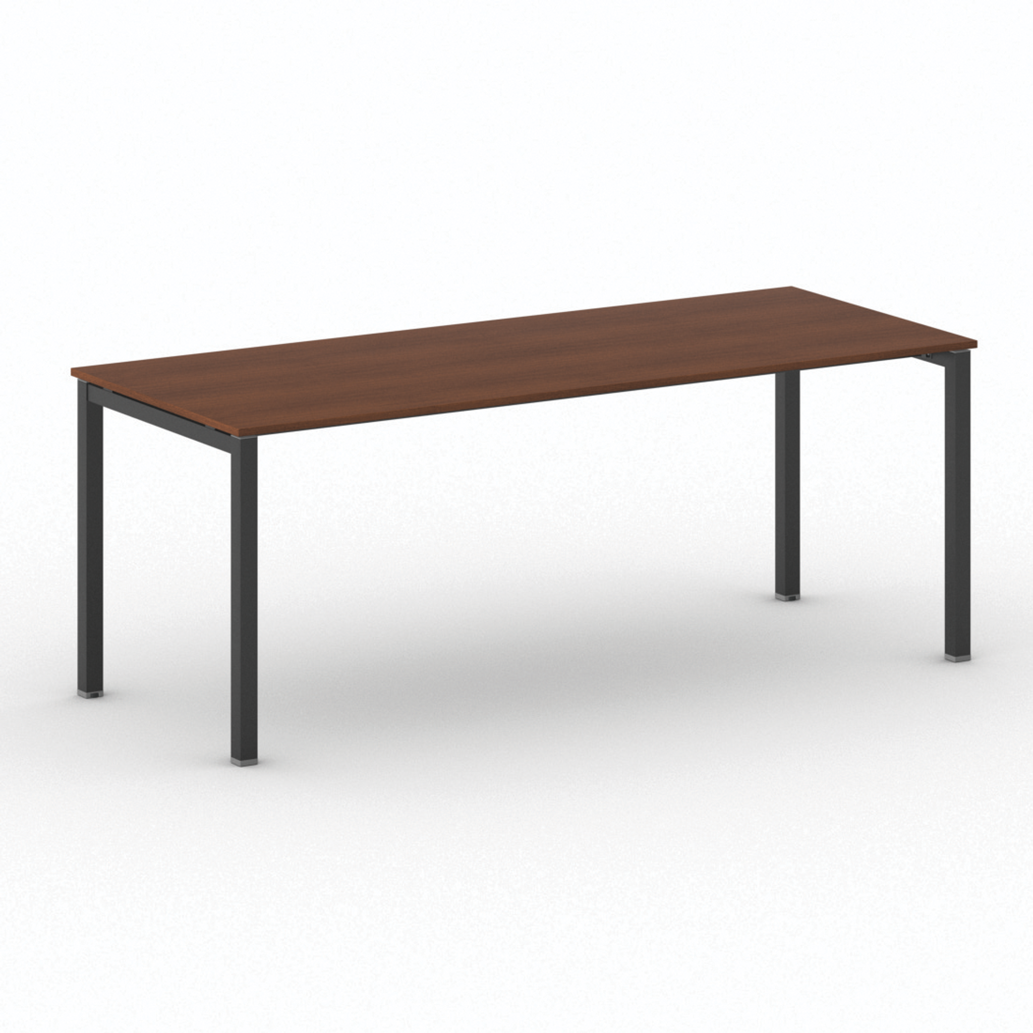 Bürotisch PRIMO SQUARE 200x80 cm, schwarzes Metallgestell, Kirschbaum