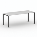 Bürotisch PRIMO SQUARE 200x80 cm, schwarzes Metallgestell, weiß