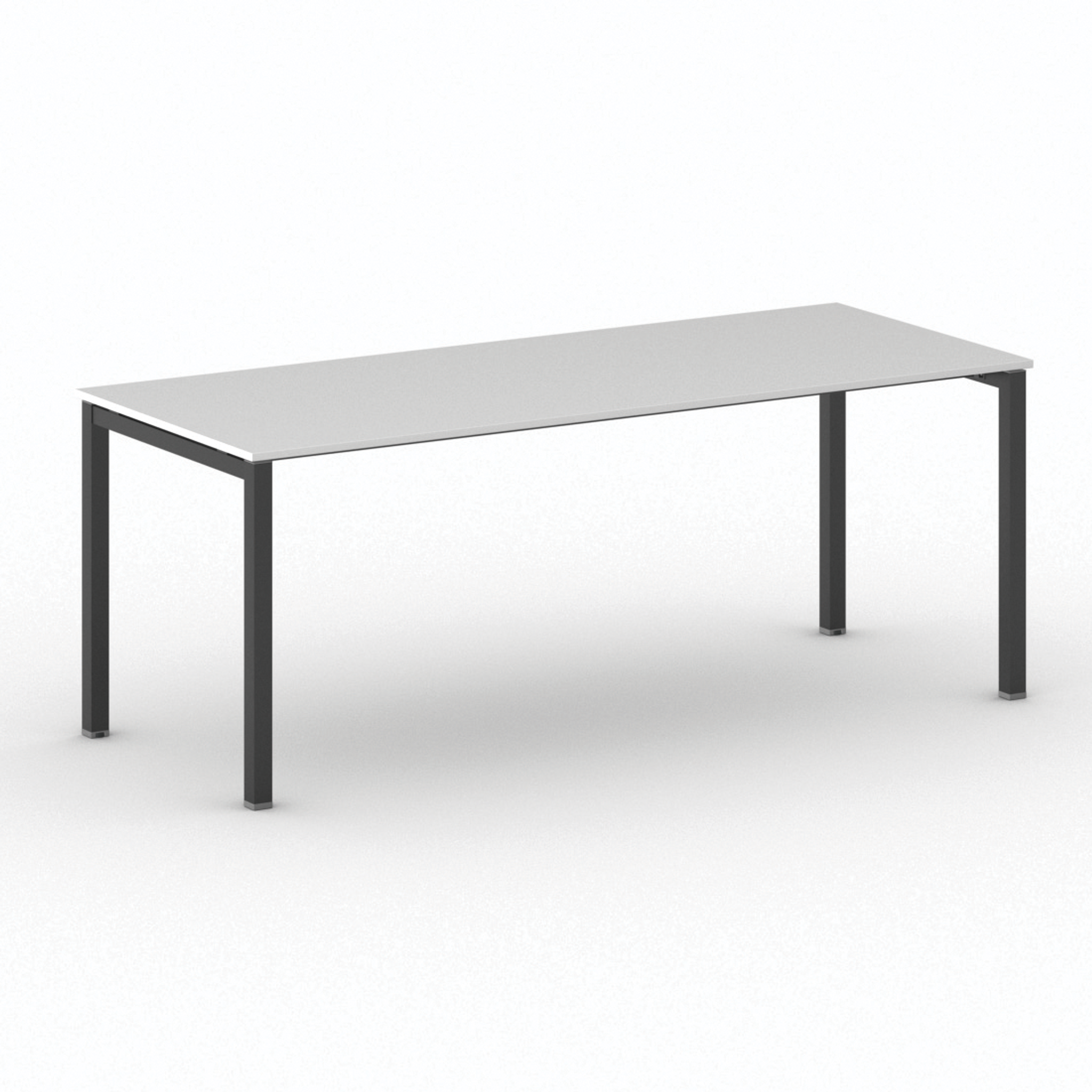 Bürotisch PRIMO SQUARE 200x80 cm, schwarzes Metallgestell, weiß