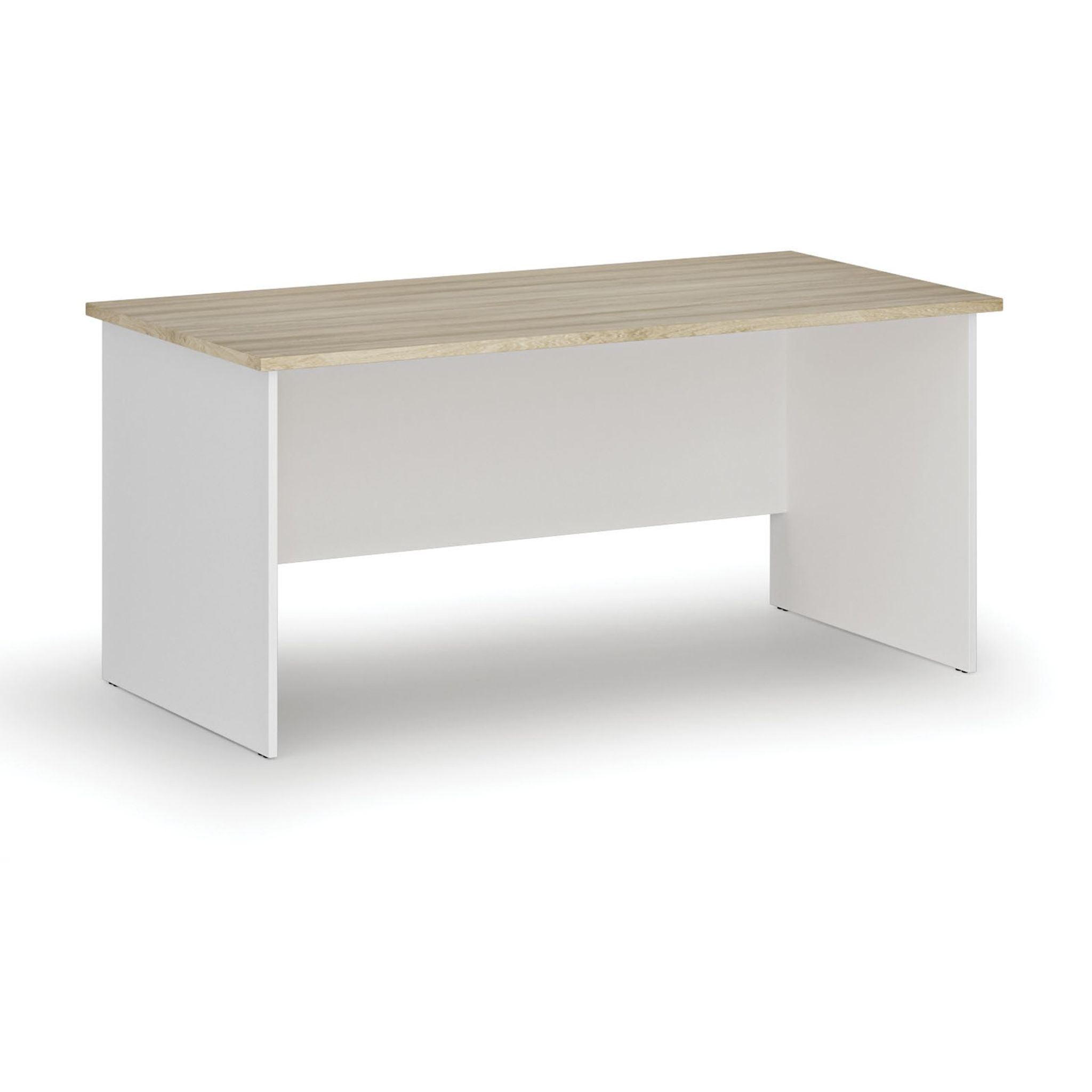 Bürotisch PRIMO WHITE, 160x80 cm, Eiche weiß/natur