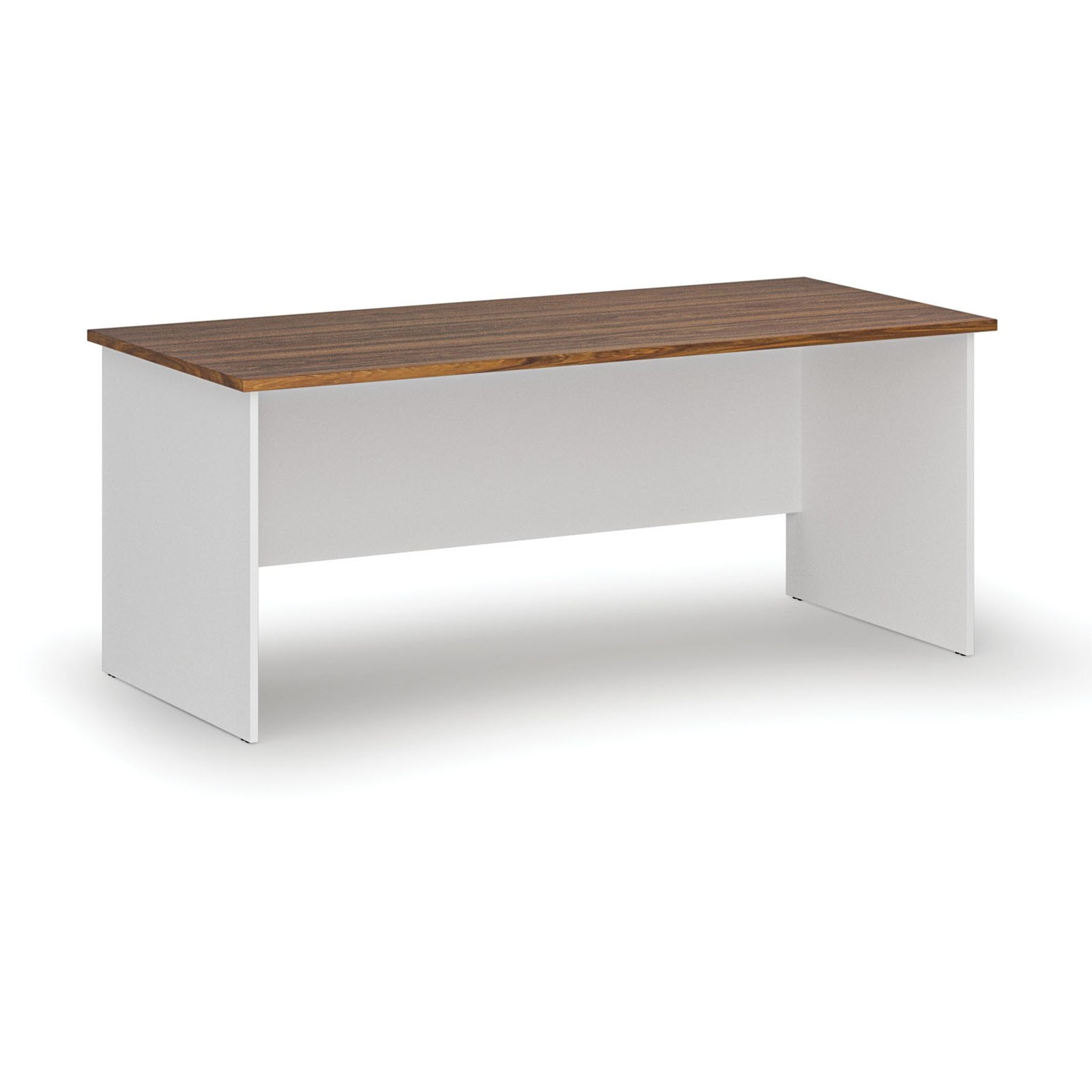 Bürotisch PRIMO WHITE, 180x80 cm, weiß/Nussbaum