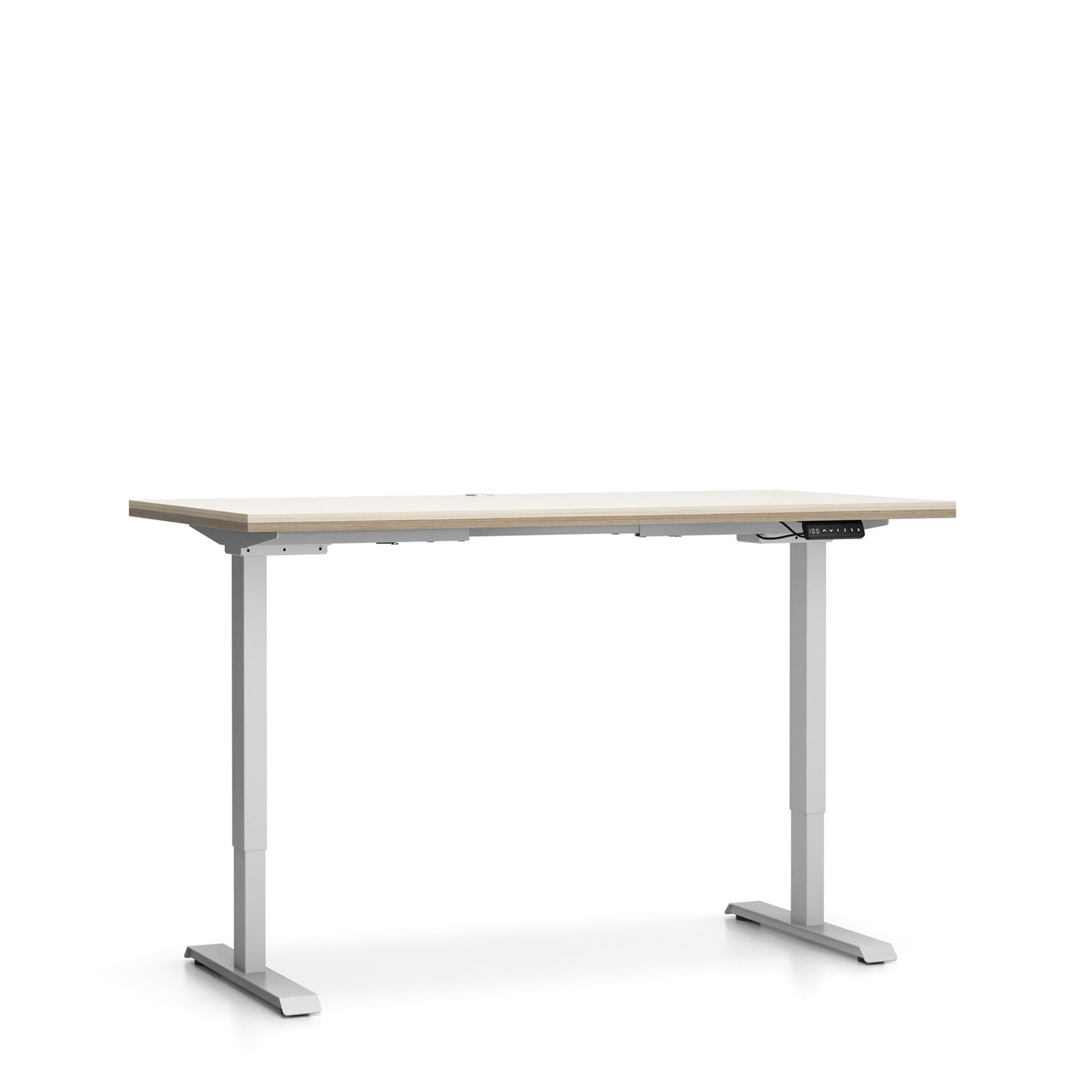 Bürotisch SINGLE LAYERS, 160x80 cm, verstellbare Metallgestell, Eiche natur / Eiche gebeizt