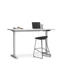 Bürotisch SINGLE LAYERS, 160x80 cm, verstellbare Metallgestell, weiß/grau