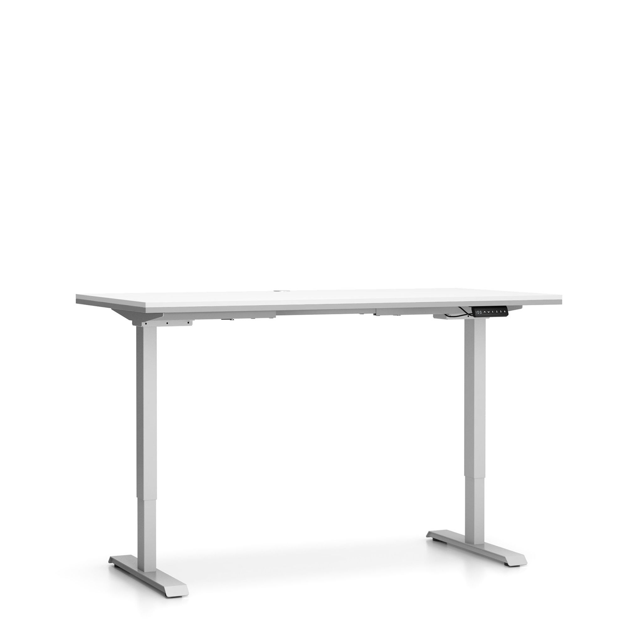 Bürotisch SINGLE LAYERS, 160x80 cm, verstellbare Metallgestell, weiß/grau