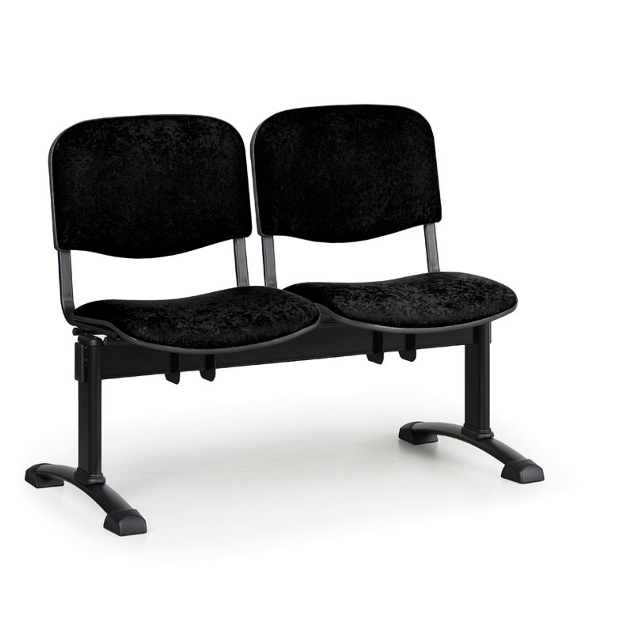 Čalouněná lavice do čekáren VIVA, 2-sedák, černá, černé nohy