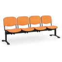 Čalouněná lavice do čekáren VIVA, 4-sedák, oranžová, černé nohy