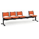 Čalúnené lavice do čakární SMART, 4-sedadlo, so stolíkom, oranžová, čierne nohy