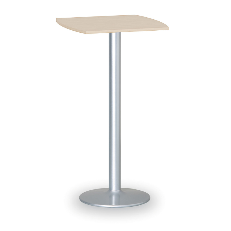 B2B Partner Cocktailtisch, Partytisch OLYMPO II, 66x66 cm, graues Fußgestell, Platte Birke