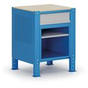 Container G9, 1 Fachboden, 1 Schublade, höhenverstellbar, 675 x 595 x 715-975 mm, grau/blau