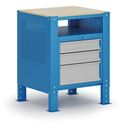 Container G9, 1 Fachboden, 3 Schubladen, höhenverstellbar, 675 x 595 x 715-975 mm, grau/blau