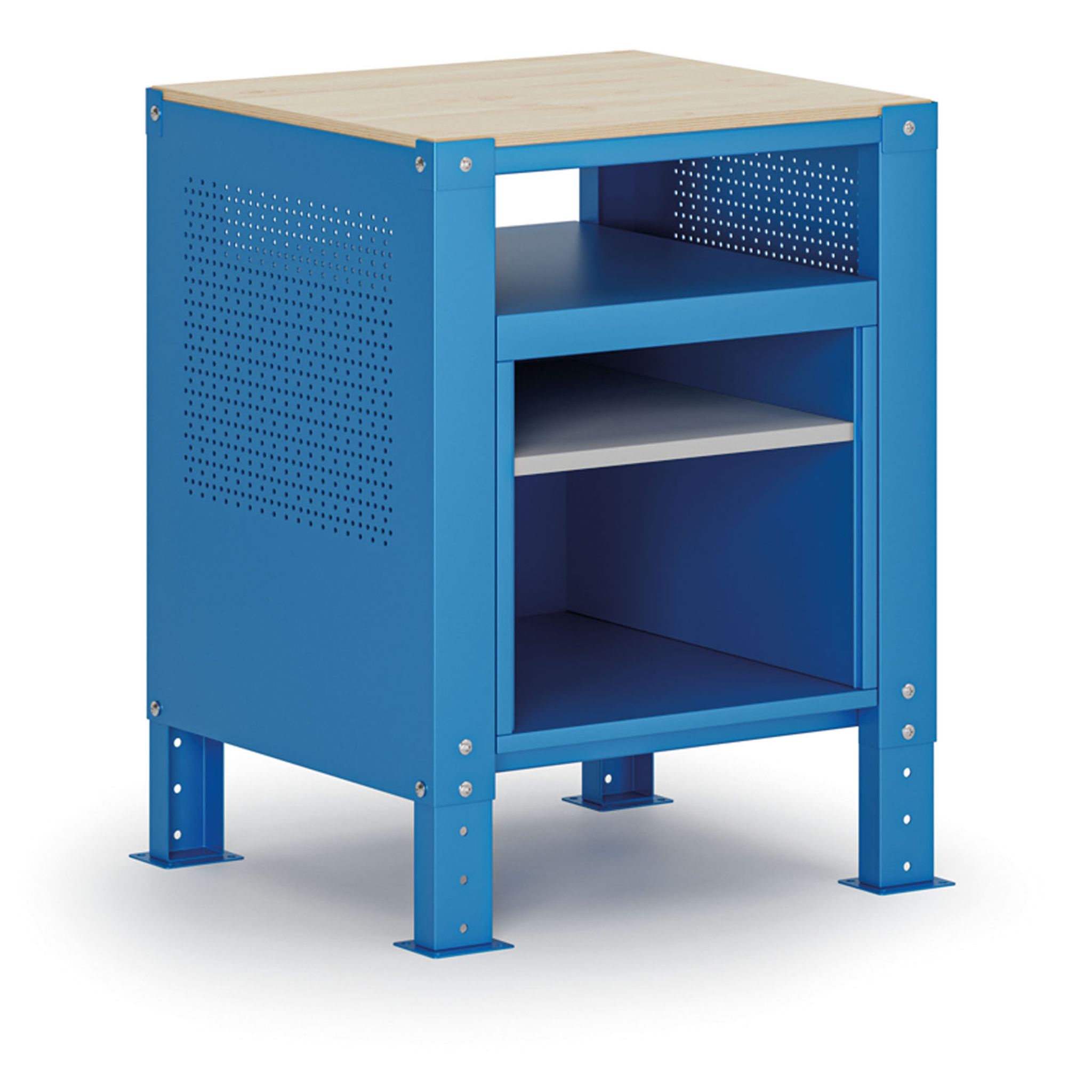 Container G9, 2 Fachböden, höhenverstellbar, 675 x 595 x 715-975 mm, grau/blau
