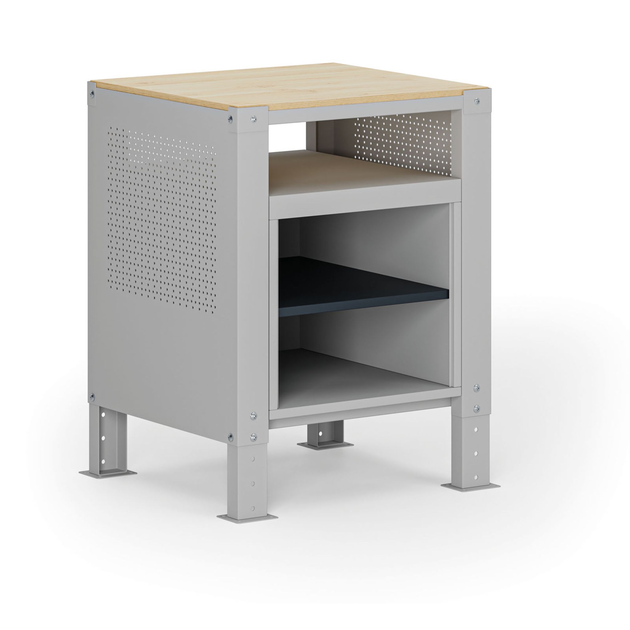 Container G9, 2 Fachböden, höhenverstellbar, 675 x 595 x 715-975 mm, grau/Graphit