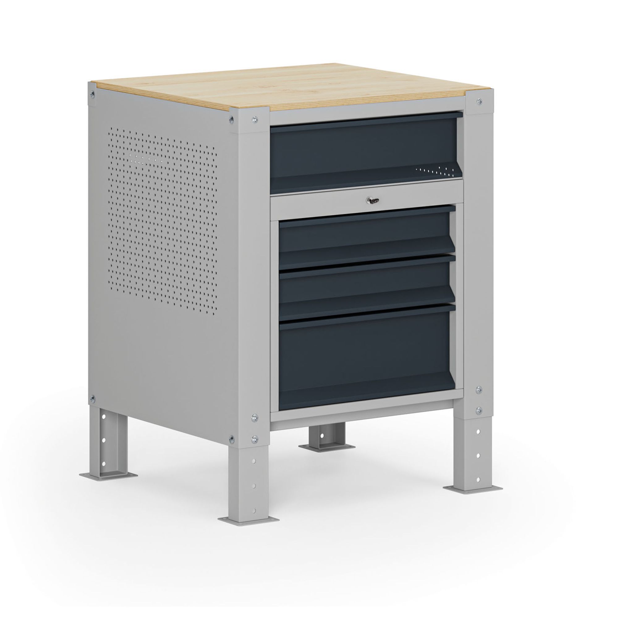 Container G9, 4 Schubladen, höhenverstellbar, 675 x 595 x 715-975 mm, grau/Graphit Container G9, 4 Schubladen, höhenverstellbar, 675 x 595 x 715-975 mm, grau/Graphit