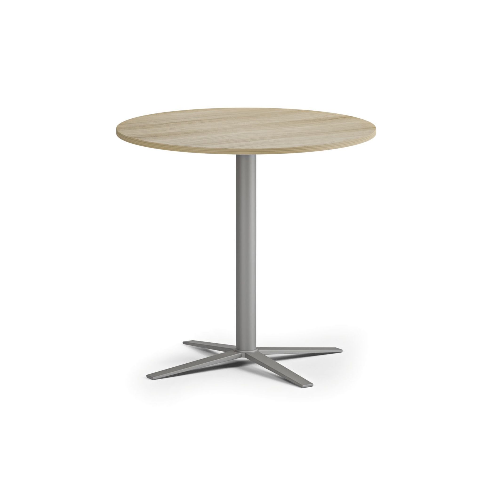 Couchtisch AURA, Durchmesser 80 cm, graues Fußgestell, Eiche natur
