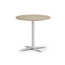 Couchtisch AURA, Durchmesser 80 cm, weißes Fußgestell, Eiche natur