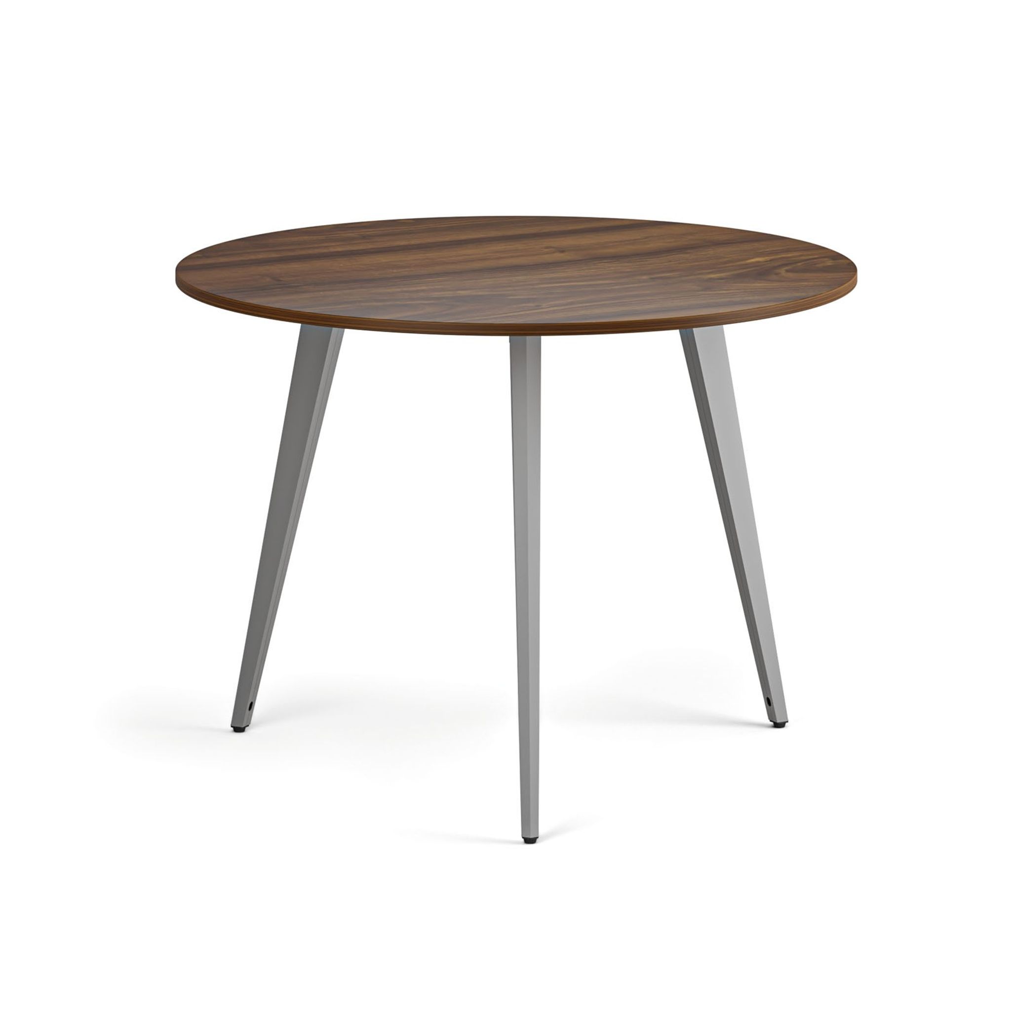 Couchtisch PRIMO VIBE, Durchmesser 100 cm, graues Fußgestell, Nussbaum