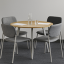 Couchtisch PRIMO VIBE, Durchmesser 100 cm, graues Metallgestell, Nussbaum