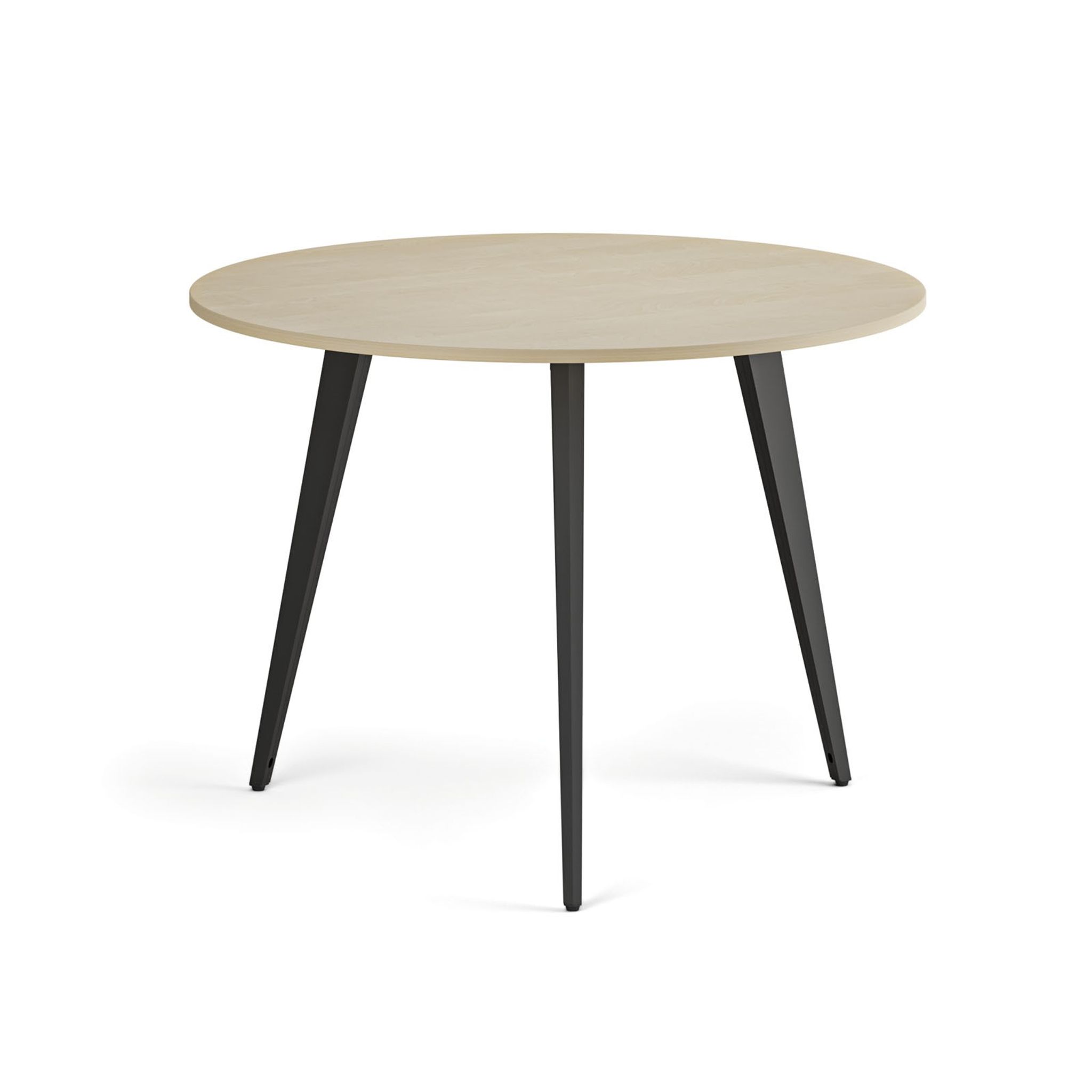 Couchtisch PRIMO VIBE, Durchmesser 100 cm, schwarzes Fußgestell, Birke