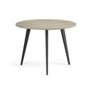 Couchtisch PRIMO VIBE, Durchmesser 100 cm, schwarzes Metallgestell, Eiche natur