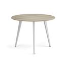 Couchtisch PRIMO VIBE, Durchmesser 100 cm, weißes Metallgestell, Eiche natur
