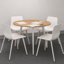 Couchtisch PRIMO VIBE, Durchmesser 100 cm, weißes Metallgestell, Graphit