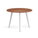 Couchtisch PRIMO VIBE, Durchmesser 100 cm, weißes Metallgestell, Kirschbaum