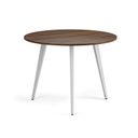 Couchtisch PRIMO VIBE, Durchmesser 100 cm, weißes Metallgestell, Nussbaum