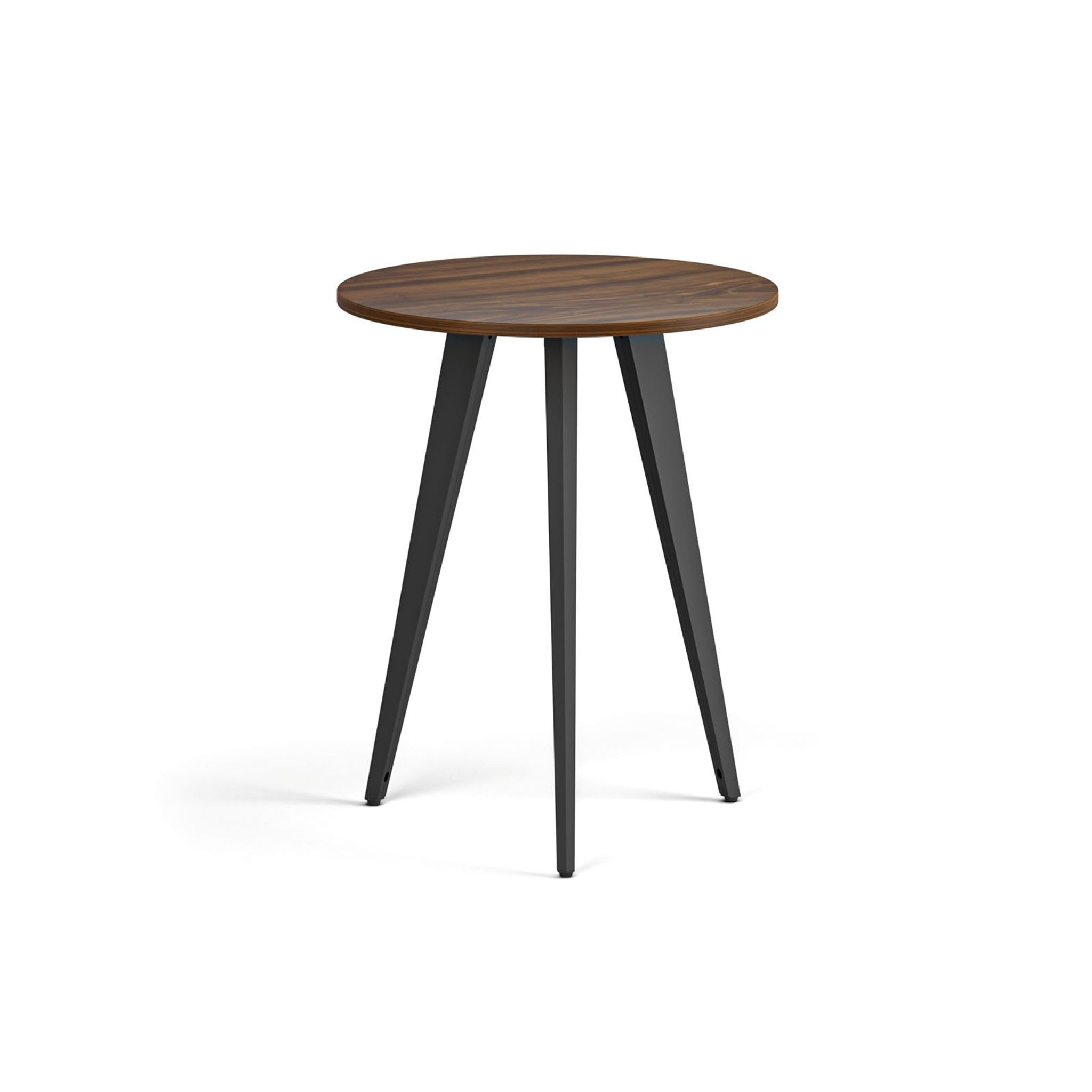 Couchtisch PRIMO VIBE, Durchmesser 60 cm, schwarzes Fußgestell, Nussbaum