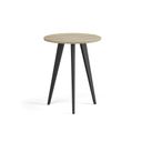 Couchtisch PRIMO VIBE, Durchmesser 60 cm, schwarzes Metallgestell, Eiche natur