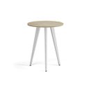 Couchtisch PRIMO VIBE, Durchmesser 60 cm, weißes Metallgestell, Eiche natur
