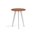 Couchtisch PRIMO VIBE, Durchmesser 60 cm, weißes Metallgestell, Kirschbaum