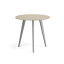 Couchtisch PRIMO VIBE, Durchmesser 80 cm, graues Metallgestell, Birke