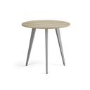 Couchtisch PRIMO VIBE, Durchmesser 80 cm, graues Metallgestell, Eiche natur